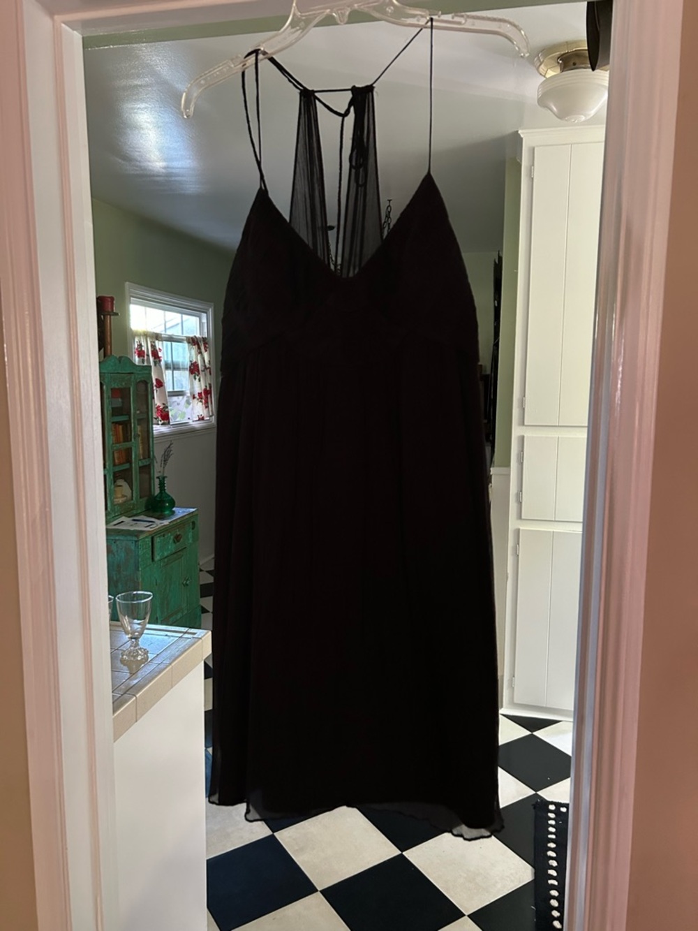 BCBG Black Spaghetti Strap Chiffon Dress size 10
